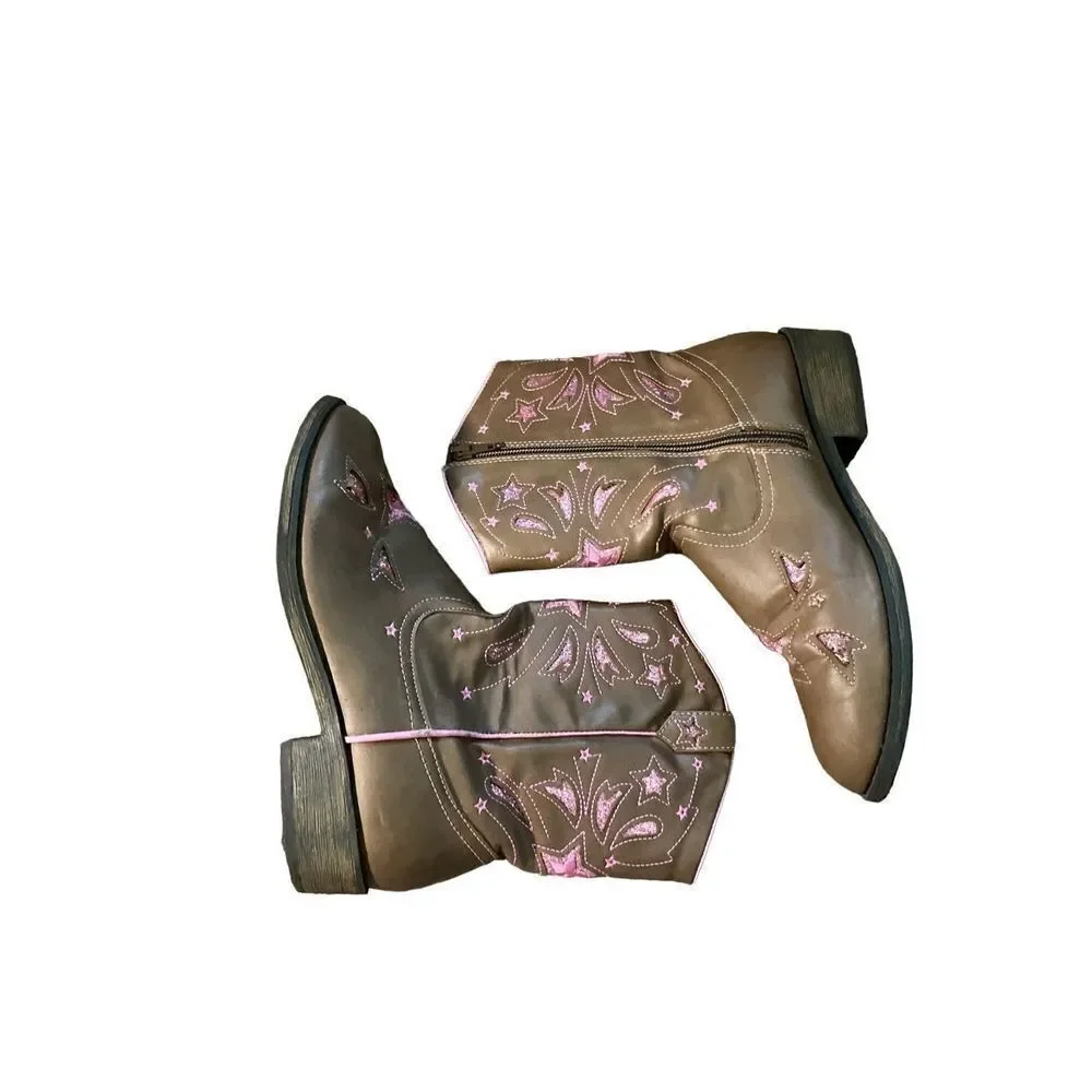 Wonder Nation Brown and Pink Cowboy Boots